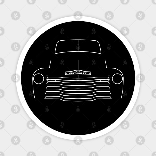 1949 Chevy 3100 stepside classic pickup truck outline graphic (white) Magnet by soitwouldseem